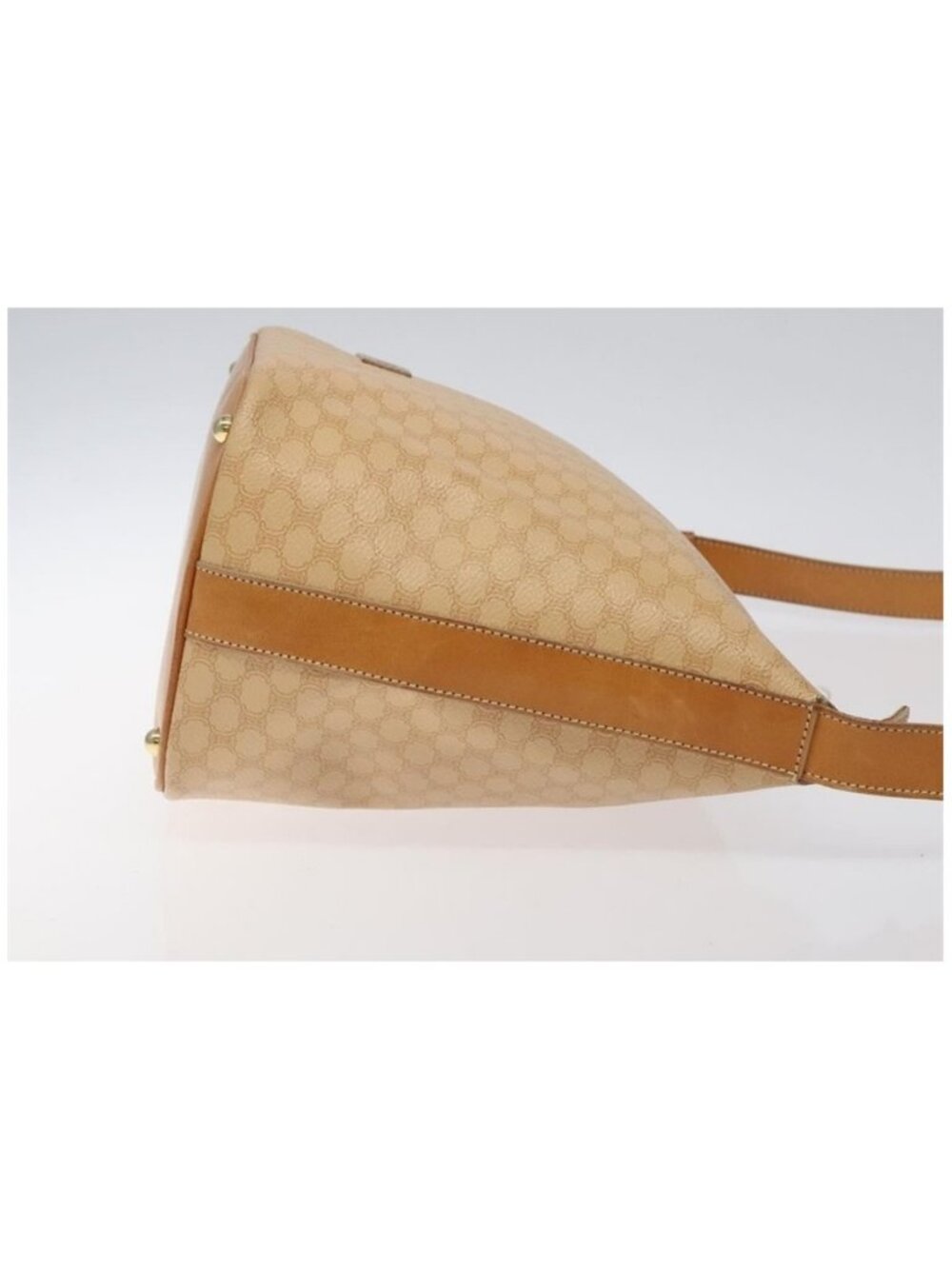 Authentic CELINE Macadam Canvas Shoulder Bag PVC Leather Beige Gold - Picture 11 of 16